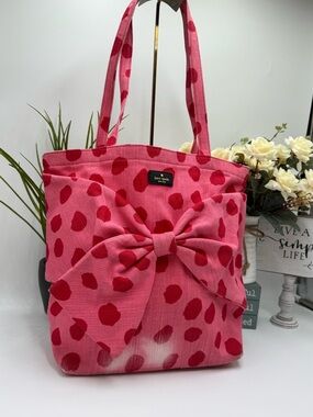 Kate Spade On Purpose Rwanda Vintage Smudgy Dot Bow Tote - Pink/Red